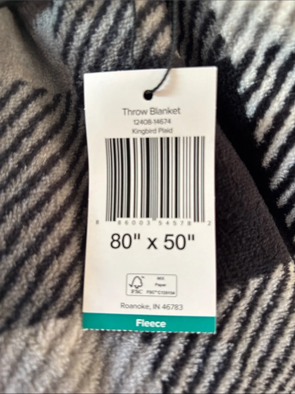Vera Bradley Black & White Plaid Fleece Throw